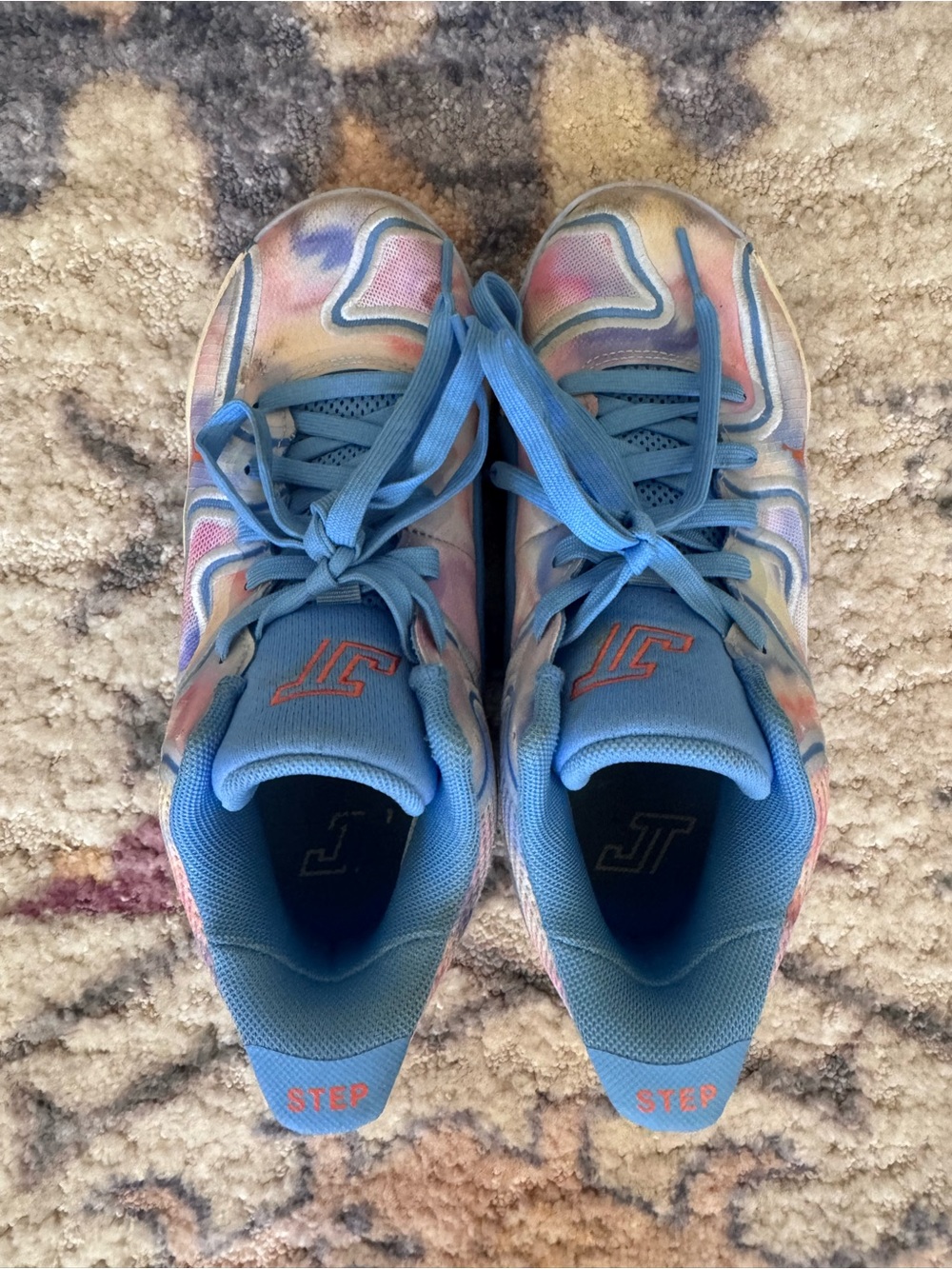 Jordan Kids' Blue Tie-Dye Sneakers with Pink Accents